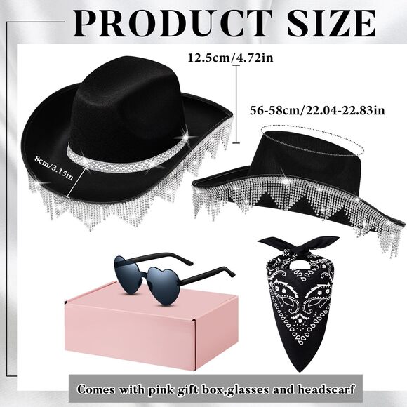 4669 Rhinestone Cowboy Hat For Women Men Glitter Western Cowgirl